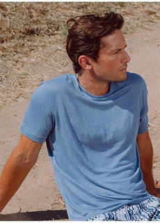 Синяя мужская футболка с круглым вырезом Mr. Mood