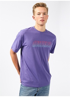 Фиолетовая мужская футболка с круглым вырезом и принтом Limon