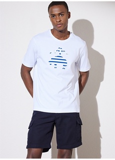 Бело-темно-синяя мужская футболка с круглым вырезом Brooks Brothers