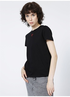 Черная женская футболка с круглым вырезом и принтом Mavi