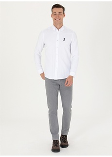Белая мужская рубашка Slim Fit с воротником на пуговицах U.S. Polo Assn.