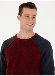 Мужской бордово-красный мужской свитер комфортного кроя с круглым вырезом U.S. Polo Assn.
