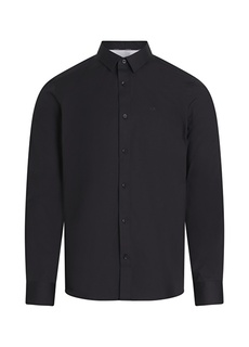 Черная мужская рубашка с воротником на пуговицах приталенного кроя Calvin Klein