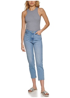 Прямые женские джинсовые брюки цвета индиго с высокой талией Dkny Jeans