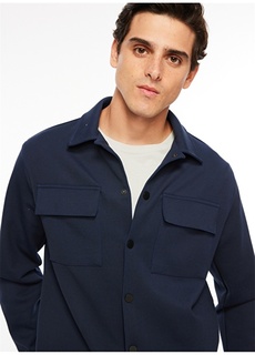 Простая темно-синяя мужская рубашка со свободным рубашочным воротником Fabrika ФАБРИКА