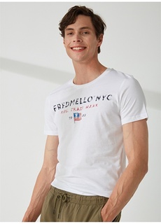 Белая мужская футболка с круглым вырезом Fred Mello