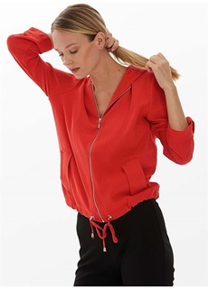 Однотонная коралловая женская блузка с воротником с капюшоном Selen