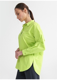 Однотонная зеленая женская рубашка с воротником Fabrika ФАБРИКА