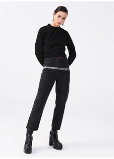 Черные женские джинсовые брюки свободного покроя в полоску батик с деталями Black On Black