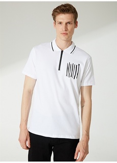 Однотонная белая мужская футболка с воротником поло Fabrika ФАБРИКА