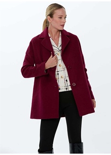 Бордово-красное женское пальто из кешью Selen