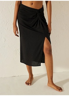 Черная женская юбка ниже колена с нормальной талией Penti
