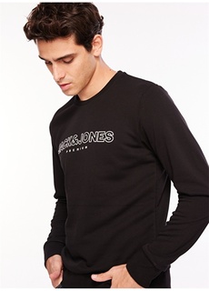 Черный мужской свитшот с круглым вырезом Jack &amp; Jones