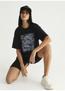 Женская футболка антрацитового цвета с круглым вырезом Black On Black