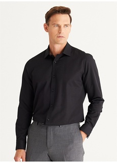Черная мужская рубашка Slim Fit с классическим воротником Altınyıldız Classic