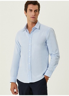 Голубая мужская рубашка Slim Fit с классическим воротником Network