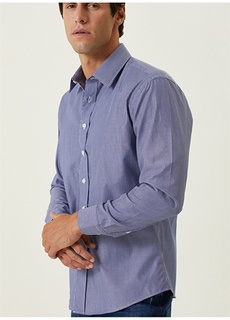 Мужская рубашка Slim Fit с классическим воротником сине-белая Network