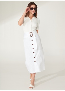 Белая женская прямая юбка-миди с высокой талией Fabrika Comfort