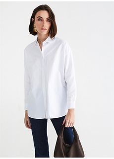 Простая белая женская рубашка с воротником Aeropostale