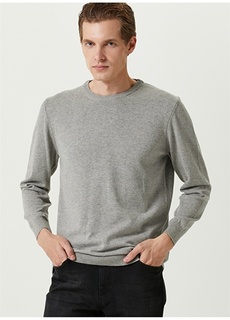 Мужской серый меланжевый свитер с круглым вырезом Network