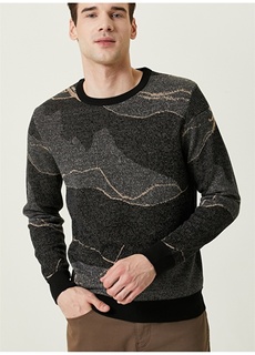 Черный мужской свитер с круглым вырезом Network