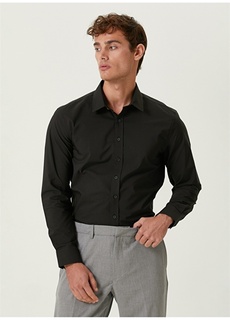Черная мужская рубашка Slim Fit с классическим воротником Network