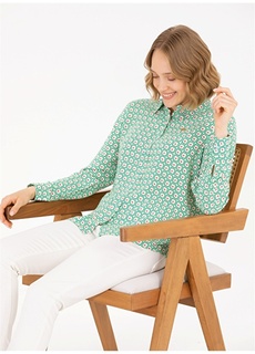 Мятная женская рубашка с рубашечным воротником стандартного кроя с рисунком U.S. Polo Assn.
