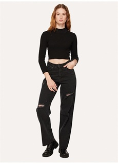 Черные женские джинсовые брюки свободного покроя с высокой талией Aeropostale
