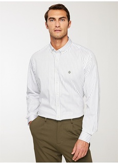 Белая меланжевая мужская рубашка Comfort Fit с воротником на пуговицах Beymen Business