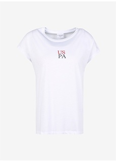 Однотонная белая женская футболка с круглым вырезом U.S. Polo Assn.