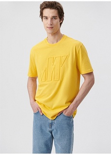 Однотонная желтая мужская футболка с круглым вырезом Mavi