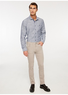 Мужская рубашка Slim Fit с итальянским воротником темно-синего цвета Beymen Business