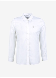 Обычная белая женская рубашка с рубашечным воротником приталенного кроя U.S. Polo Assn.