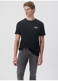 Простая черная мужская футболка с круглым вырезом Mavi