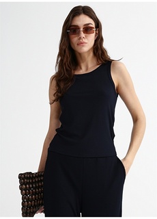 Темно-синяя женская блузка с круглым вырезом Fabrika Comfort