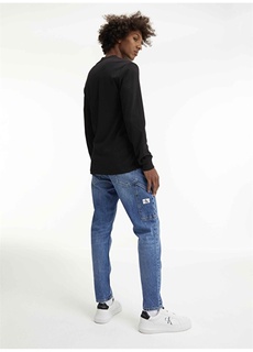 Однотонная черная мужская футболка с круглым вырезом Calvin Klein Jeans