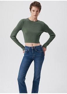 Короткий зеленый свитер с круглым вырезом Mavi