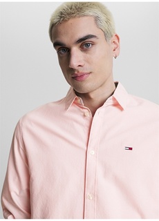 Нормальная розовая однотонная мужская рубашка Tommy Jeans