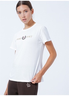 Белая женская футболка с круглым вырезом и вышивкой Aeropostale