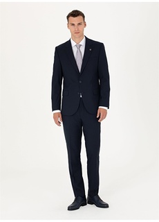Приталенный мужской костюм темно-синего цвета с нормальной талией Pierre Cardin