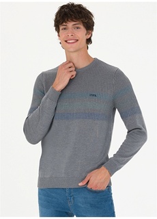 Мужской свитер приталенного серого меланжевого цвета с круглым вырезом U.S. Polo Assn.