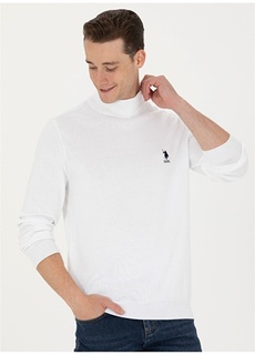 Белый мужской свитер с высоким воротником U.S. Polo Assn.