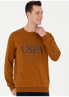 Горчичный мужской свитшот с круглым вырезом U.S. Polo Assn.