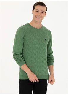Зеленый мужской свитер с круглым вырезом U.S. Polo Assn.