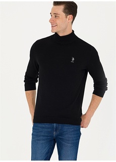 Черный мужской свитер с высоким воротником U.S. Polo Assn.