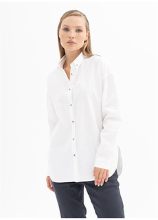 Простая белая женская рубашка с рубашечным воротником Adreno For Life