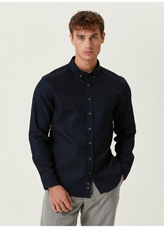 Темно-синяя мужская рубашка Slim Fit с рубашечным воротником Network
