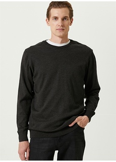 Мужской свитер Slim Fit антрацитового цвета с круглым вырезом Network