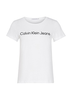 Белая женская футболка с круглым вырезом стандартного кроя Calvin Klein Jeans