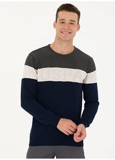 Мужской свитер обычного кроя темно-синего цвета с круглым вырезом U.S. Polo Assn.